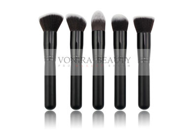 Sistema de cepillo facial negro elegante del maquillaje de 5 PCS Kabuki con el vegano dual Taklon del tono