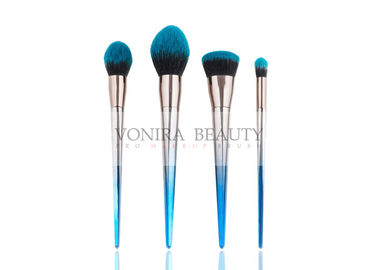 Manija afilada galvanizada cepillos sintéticos azules hermosos del maquillaje del color de la pendiente