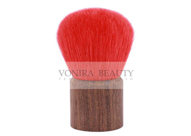 Cepillo rojo del polvo de Kabuki de la manija de la nuez del pelo de la cabra con el embalaje de la caja de la cremallera