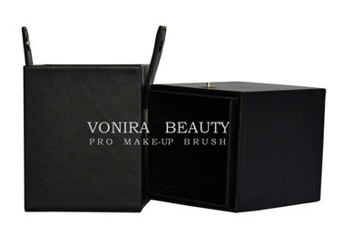 Cilindro de cuero de alta calidad modificado para requisitos particulares del cosmético de la caja del tenedor de cepillo del maquillaje