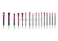 42PCs línea completa sistema de cepillo cosmético del maquillaje con la virola de aluminio rosada y la manija de madera negra mate