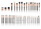 Línea completa de encargo colección de la etiqueta privada del cepillo del maquillaje de Vonira con la manija fabulosa del color de Brown de la virola atractiva del oro