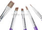 5Pcs que adornan el sistema de cepillo con púrpura adelgazan la colección del cepillo de pintura del arte de la manija para la comida