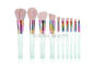 Sistema de cepillo sintético libre del maquillaje del vegano brillante del arco iris de la moda blanco y rosado