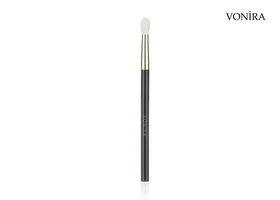 Brocha de maquillaje Vonira Custom Wholesales de pelo de cabra blanco natural, mango marrón oscuro plano, para difuminar sombras de ojos grandes