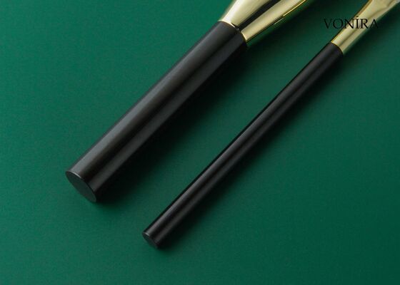 Brocha de maquillaje Vonira Custom Wholesales de pelo de cabra blanco natural, mango marrón oscuro plano, para difuminar sombras de ojos grandes