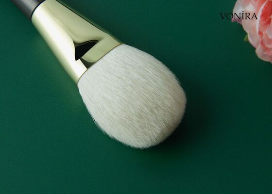Brocha de maquillaje Vonira Custom Wholesales de pelo de cabra blanco natural, mango marrón oscuro, para difuminar ojos