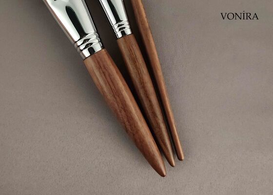 Vonira Custom Wholesale Natural Cabello de Animales Marrón Ebony Mano Maquillaje Ojo Cepillo de ceja