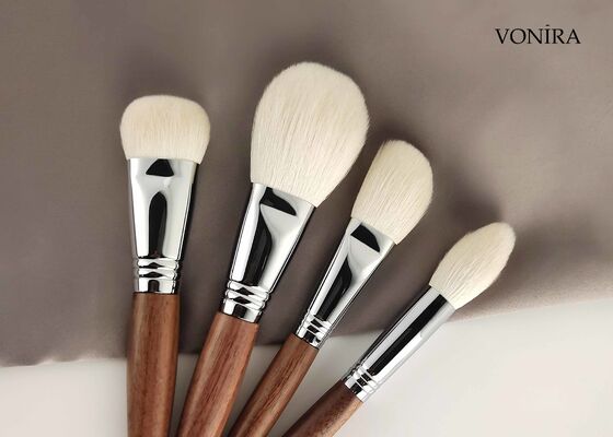 Vonira Custom Wholesale Natural Cabello de cabra blanco Marrón Ebony Maneja el maquillaje facial base de cepillo