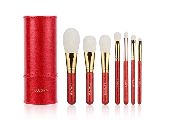 Equipo de herramienta cosmético del cepillo de la Navidad de Vonira del maquillaje de cepillos del brillo profesional del sistema 7pcs para el color rojo del regalo de cumpleaños de las muchachas
