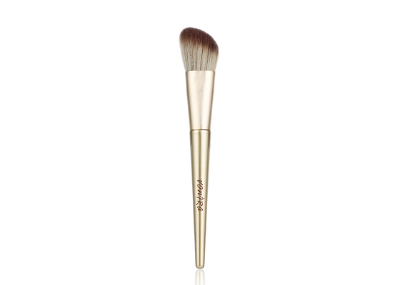 Estudio de maquillaje Vonira Estudio de belleza Maquillaje con pincel de color rojo en ángulo Contour Pincela de mejilla con mango de madera de abedul de aluminio dorado