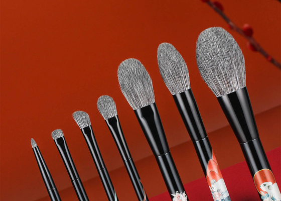 Brocha de maquillaje de fibra de maíz vegana, ecológica, antibacteriana y sostenible, con mango de madera de abedul con purpurina