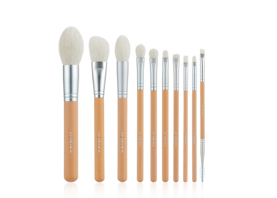 Pinceles de Maquillaje Profesionales Sostenibles, Antibacterianos y Ecológicos Vonira con Mango de Madera de Abedul