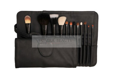 Animal natural superior cosmético básico del sistema de cepillo del maquillaje 12PCS y pelo sintético con el caso