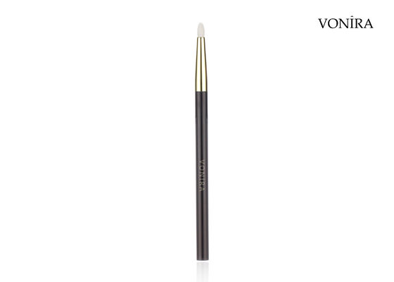 Brocha de maquillaje Vonira Custom Wholesales de pelo de cabra blanco natural con mango marrón oscuro plano para lápiz de ojos