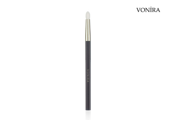 Brocha de maquillaje Vonira Custom Wholesales de pelo de cabra blanco natural, mango marrón oscuro plano, para pliegue del ojo