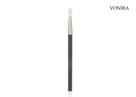 Brocha de maquillaje Vonira Custom Wholesales de pelo de cabra blanco natural, mango marrón oscuro plano, para detalles pequeños y difuminado