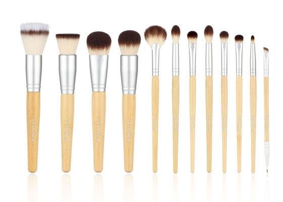 OEM del sistema de cepillos del maquillaje del bambú de la fibra sintética 12Pcs del vegano