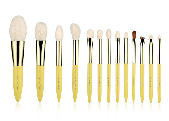 Cepillos naturales amarillos del maquillaje del pelo de la cabra del oro profesional de encargo de 13 pedazos