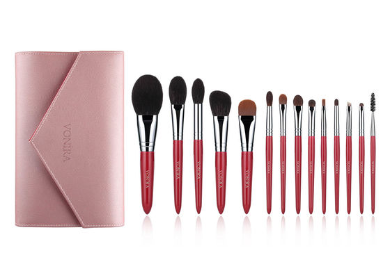 los cepillos sintéticos del maquillaje de la manija de madera 14pcs fijaron con la virola de cobre