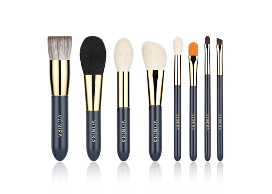 Logotipo al por mayor natural de la etiqueta privada del pelo 8Pcs Mini Travel Makeup Brushes Set de la cabra
