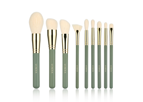 Cepillos del maquillaje de Brochas Maquillaje del sistema de cepillo del maquillaje de la fibra sintética del verde de la belleza 9PCS de Vonira