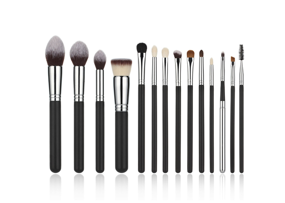 14 pedazos del maquillaje profesional básico cepillan el sistema de la colección con la etiqueta privada