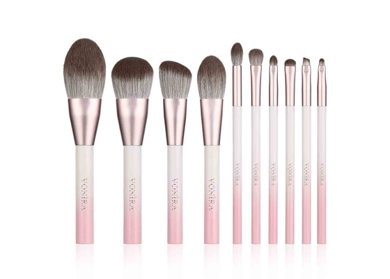 Vonira 10 cepillos blancos rosados del maquillaje del color de la pendiente del PCS fijó con el logotipo de la etiqueta privada de la fibra del maíz