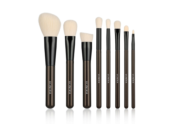 Los cepillos sintéticos del maquillaje del vegano fijaron el equipo cosmético del cepillo del negro de la etiqueta privada 8PCS